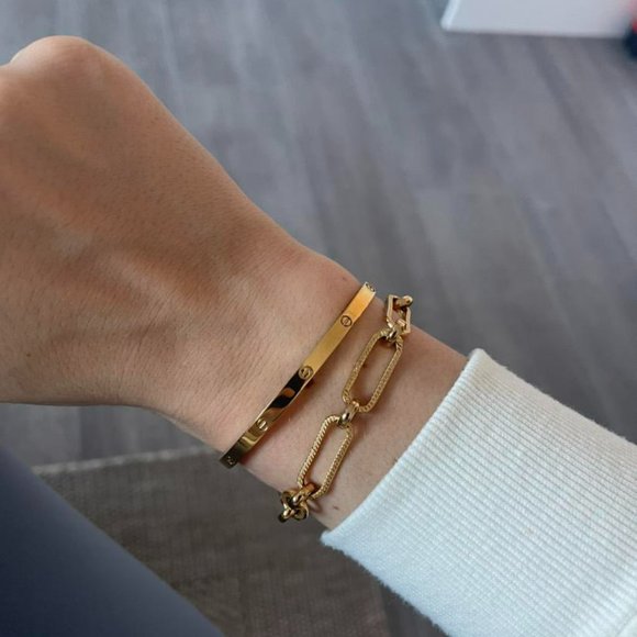 Gold Filled Stainless Steel Bangle 4mm - Picture 2 of 3